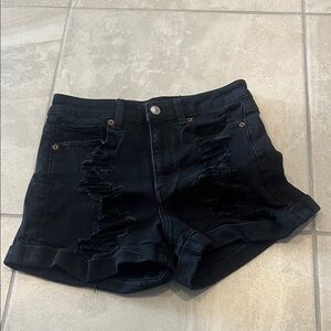 American Eagle Outfitters Black Ripped Jean Shorts